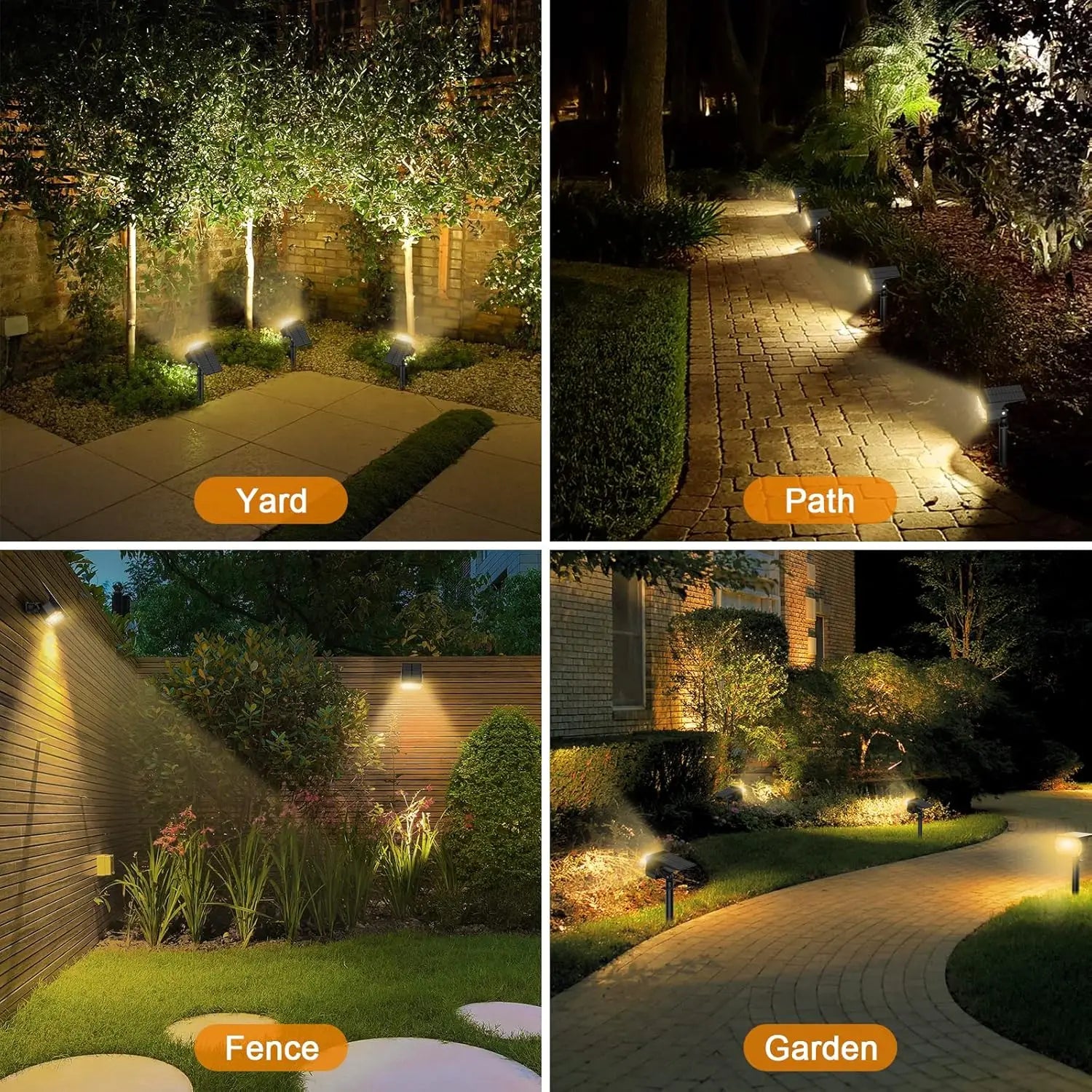 8-Pack Solar Spot Lights, 76 LED 3 Modes IP65 Waterproof Outdoor Landscape Wall Lighting for Garden Pathway Warm White