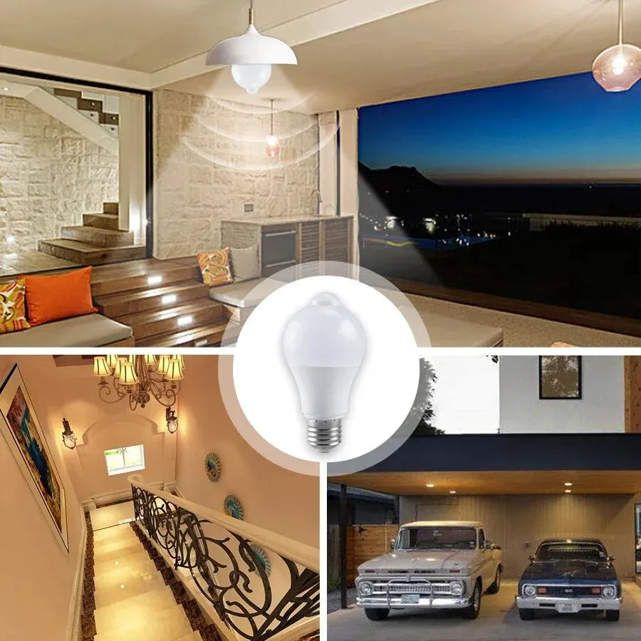 Microwave Radar Detection LED Light Bulb 220V E27 12W Radar Motion Induction Lamp Built-in Radar/Light Sensors For Home Stairs