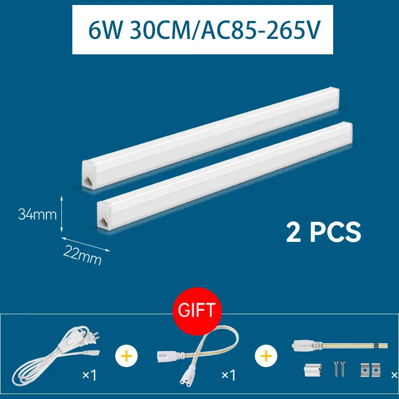 LED Light Cabinet With 1.8M Switch 0.3M/0.5M Kitchen Tube Lamp 10W/20W Super Bright For Home Bedroom Light Under kitchen Cabinet