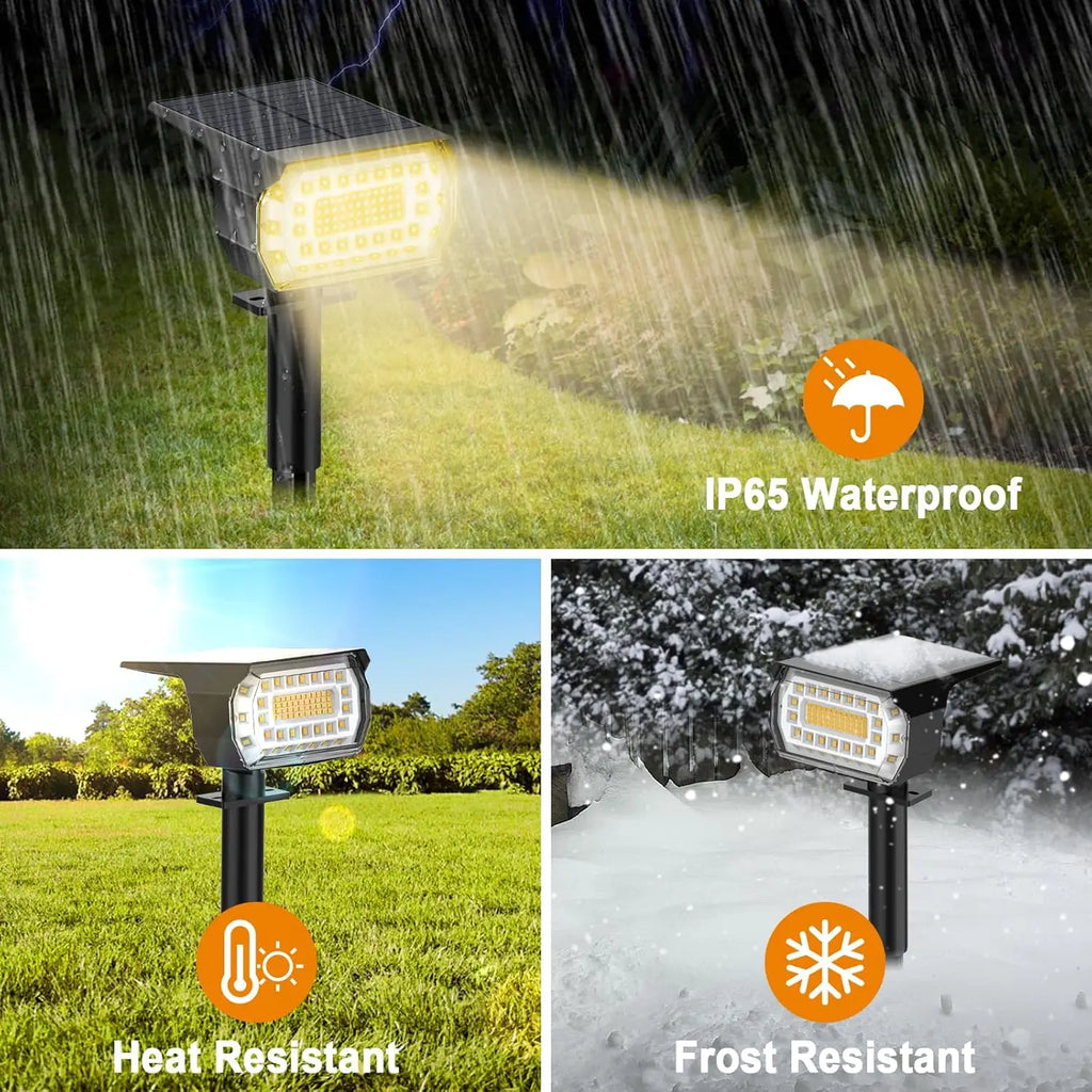 8-Pack Solar Spot Lights, 76 LED 3 Modes IP65 Waterproof Outdoor Landscape Wall Lighting for Garden Pathway Warm White