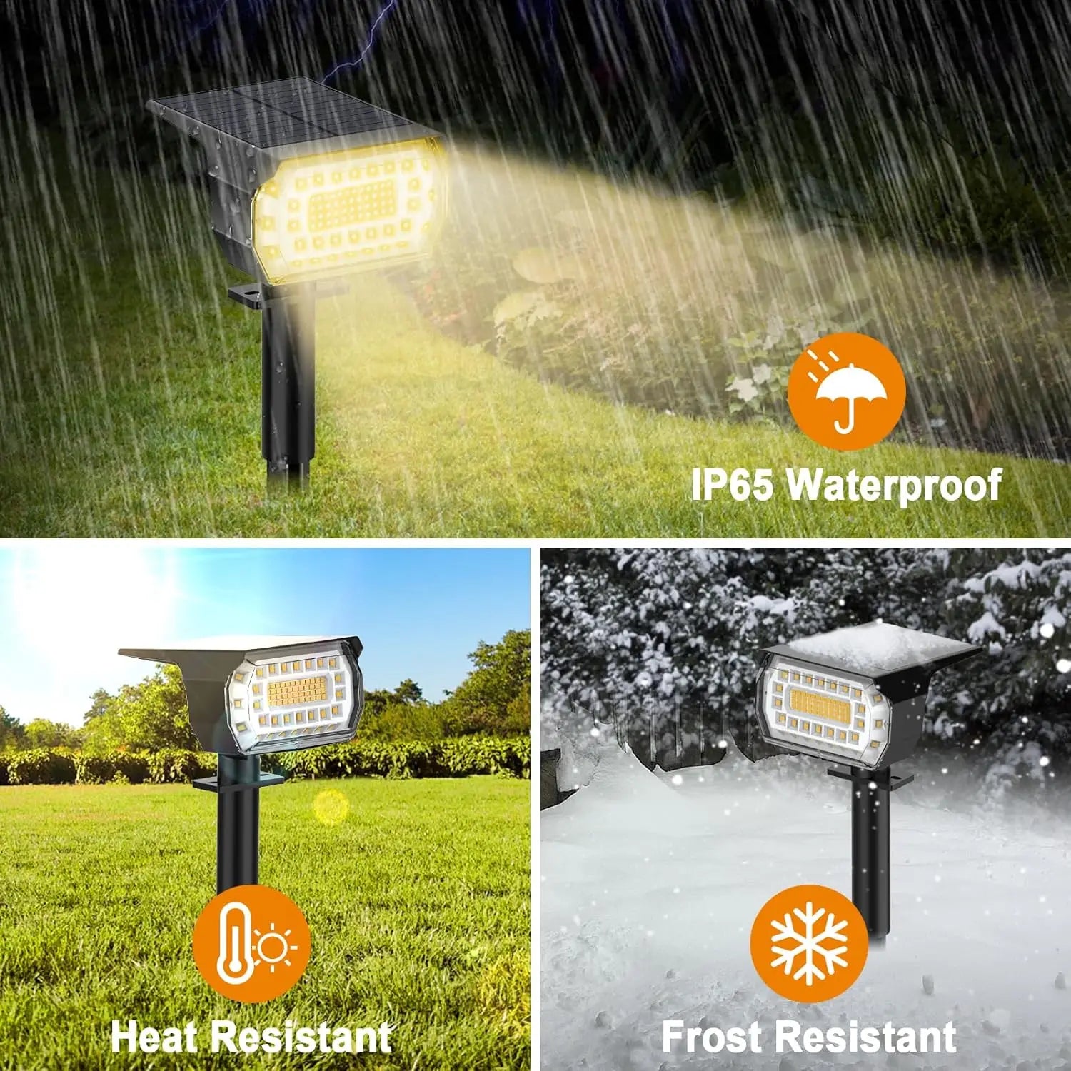 8-Pack Solar Spot Lights, 76 LED 3 Modes IP65 Waterproof Outdoor Landscape Wall Lighting for Garden Pathway Warm White