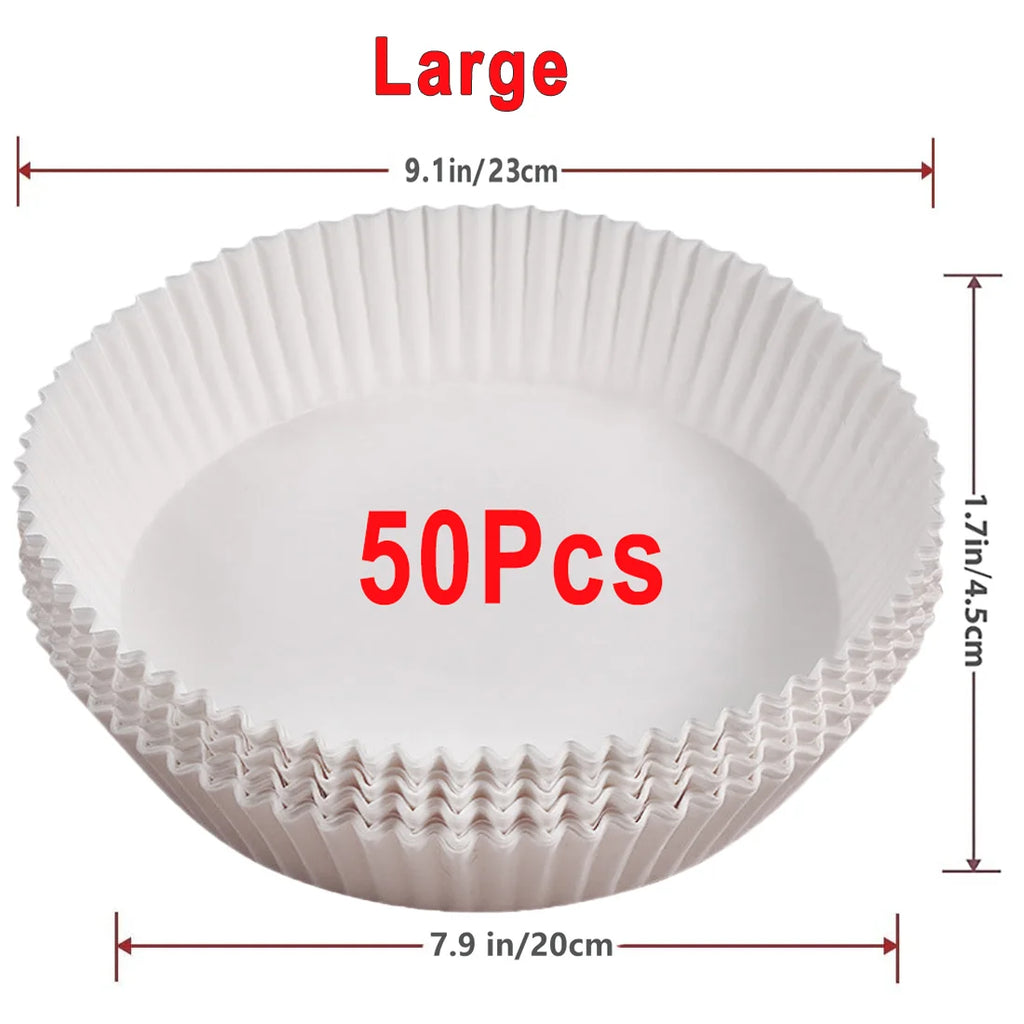 Air Fryer Paper 100pcs Disposable Air Frying Baking Paper Round Square Air Fryer Liners Baking Paper Air Fryer Accessories 50pcs