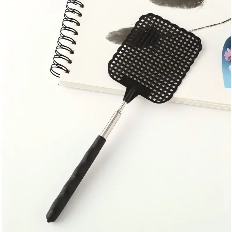 1 Pack Of Black Creative Fly Swatter Mosquito Swatter Stainless Steel Expansion Design Fly Repellent Supplies