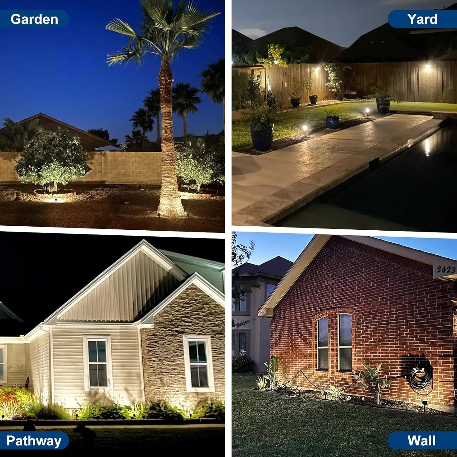 10 Pack Solar Spot Lights Outdoor, 56 LED Waterproof IP68, 4 Modes Auto On/Off Landscape Flood Lights Cool White