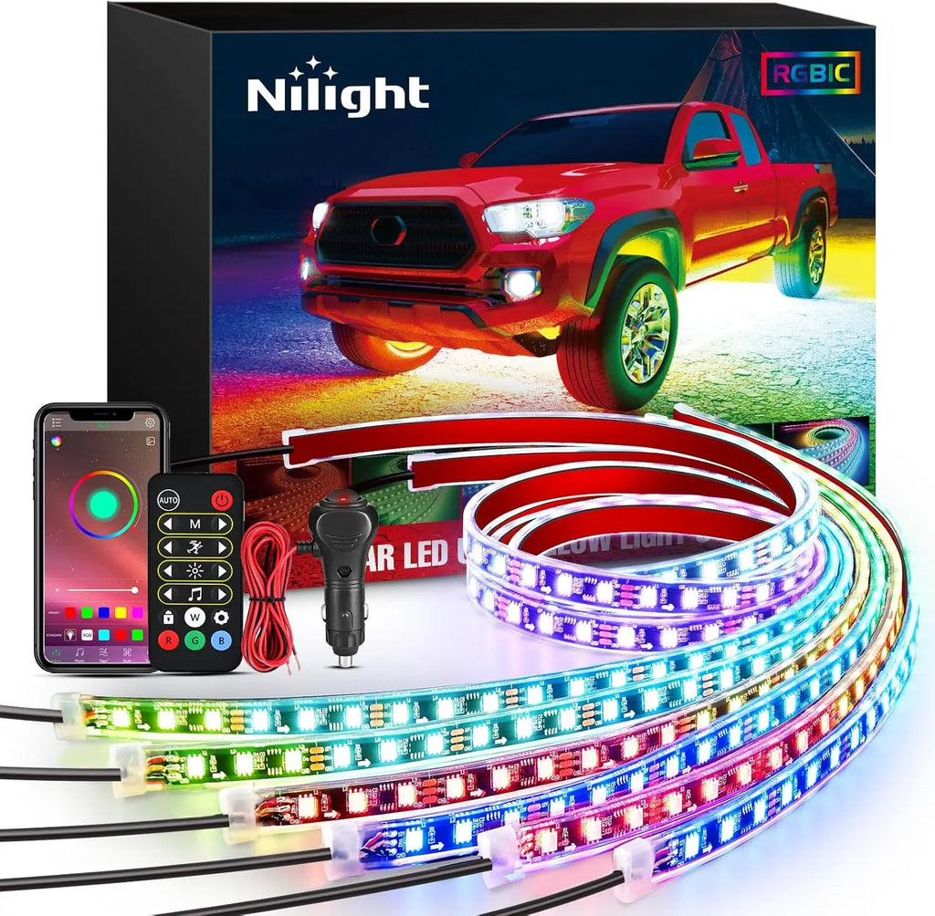6Pcs Car Underglow Neon Strip Lights 300 LEDs RGB-IC DIY Sound Active Music Mode APP Remote Control