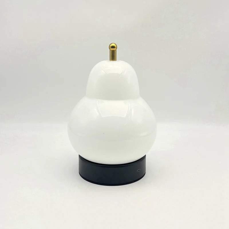 Murano Glass Cream Style Mid-Century Gourd Pear Table Lamp Bedroom Bedside Study Portable Ambient Decor Lamp