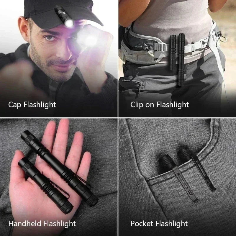 Portable Mini LED Pen Flashlight with Pen Clip Handheld Ultra Pocket Torch Use AAA Battery for Outdoor Camping Emergency Lamp