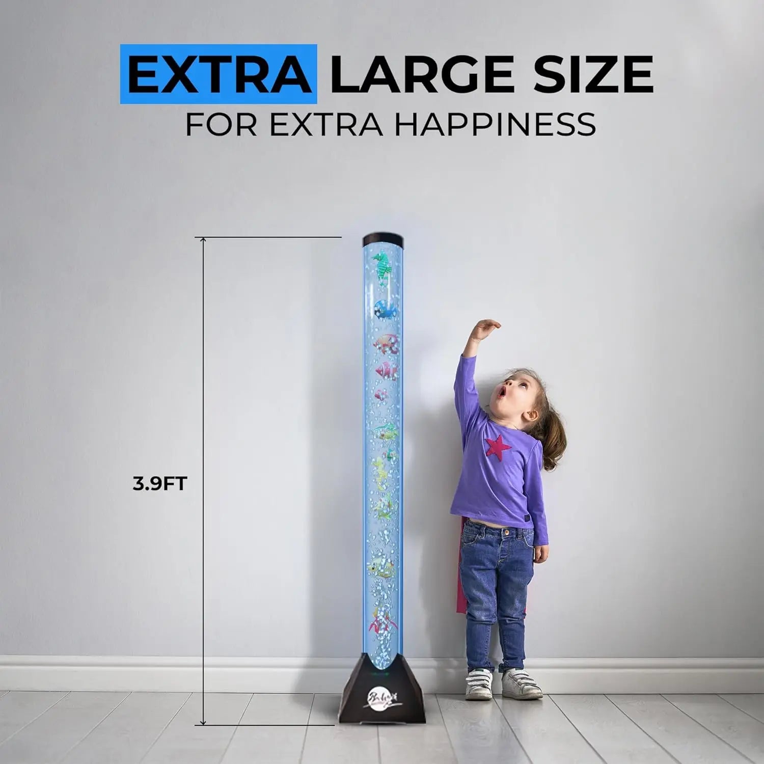 4ft LED Water Bubble Tube Lamp with 16 Color Changing Effects, Remote Control & Fish Decor for Kids and Home
