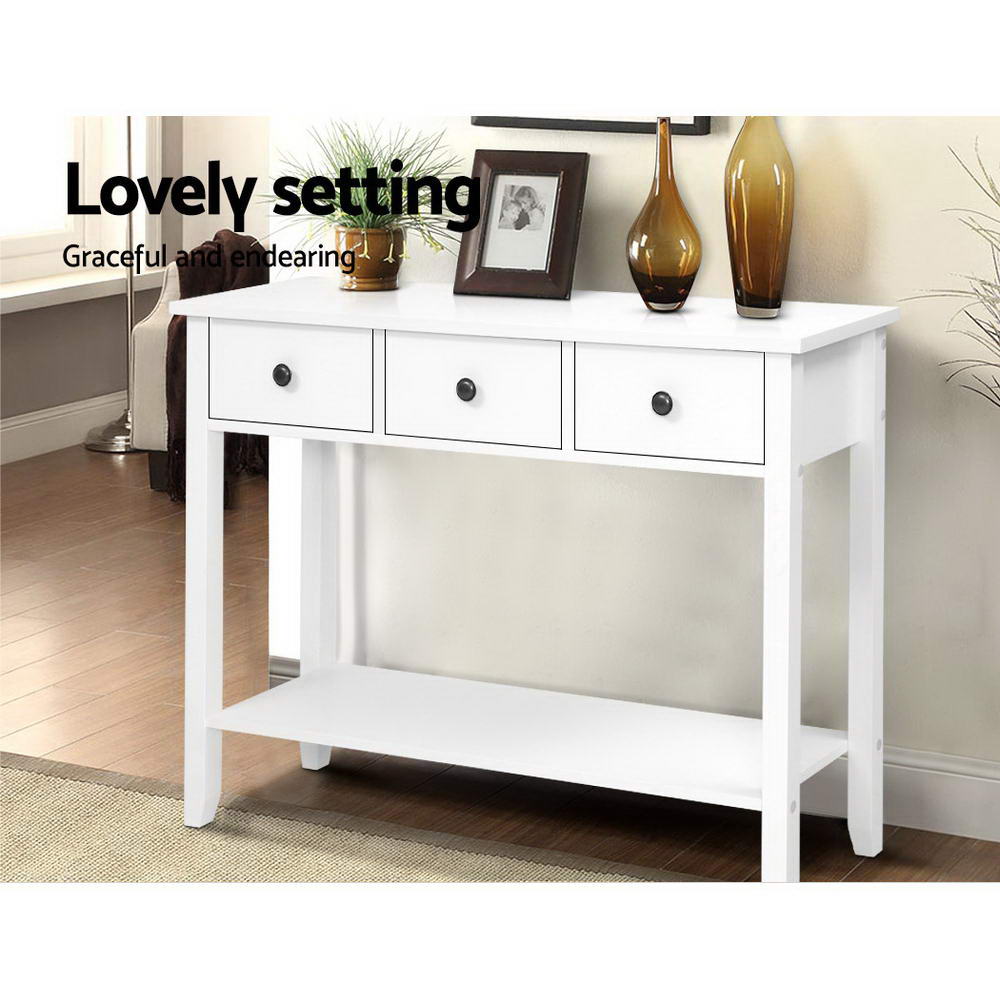 NNEDSZ Hallway Console Table Hall Side Entry 3 Drawers Display White Desk Furniture