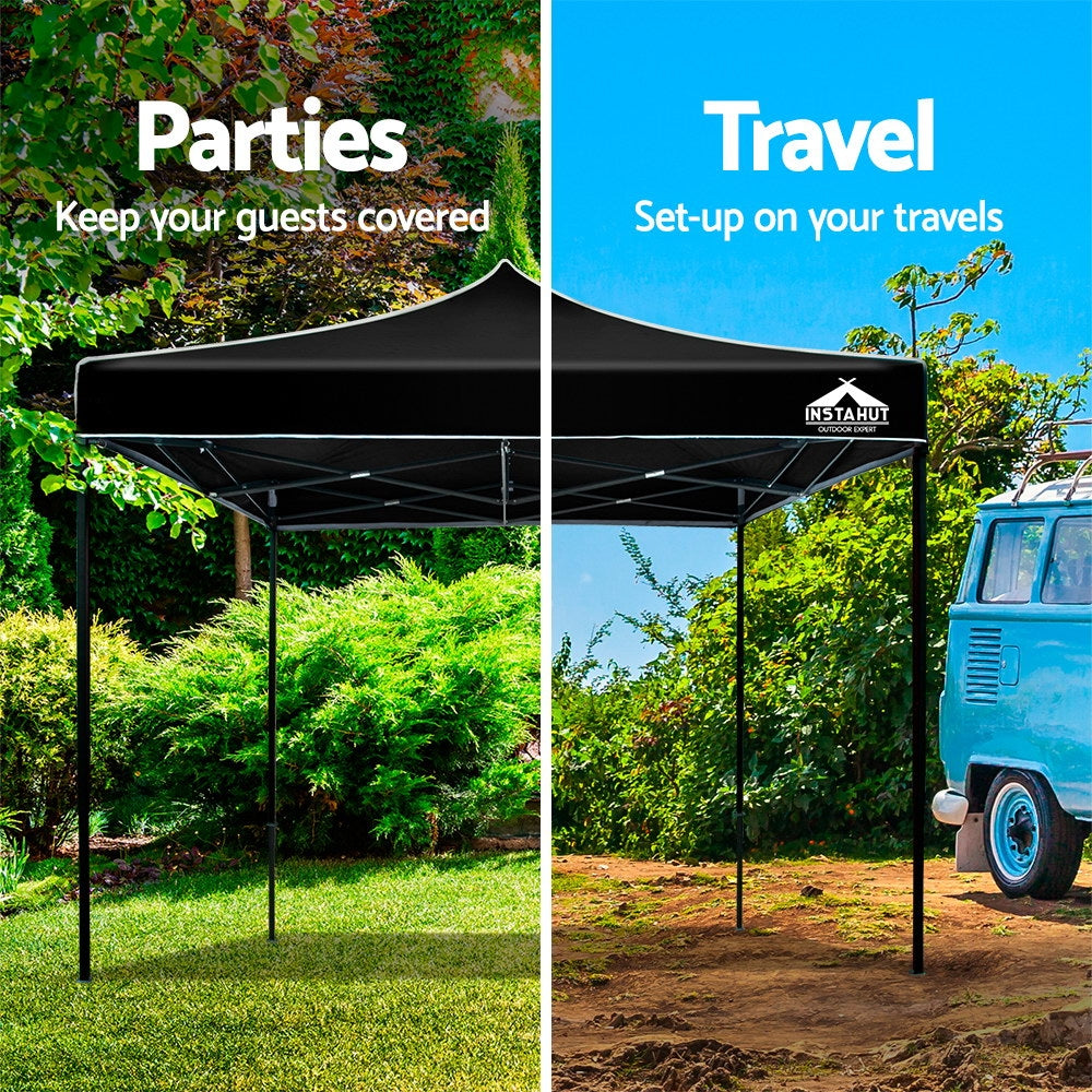 NNEDSZ Pop Up Marquee 3x3m Outdoor Tent Folding Wedding Gazebos Black