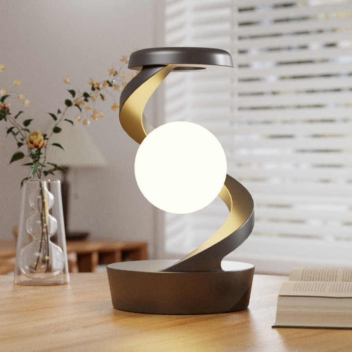 NNEDSZ Black 360° Rotating Floating Night Light – Wireless Charging Table Lamp | 7-Color RGB Atmosphere Light | USB Rechargeable for Bedroom, Bedside, Desk, Camping, and Party Décor
