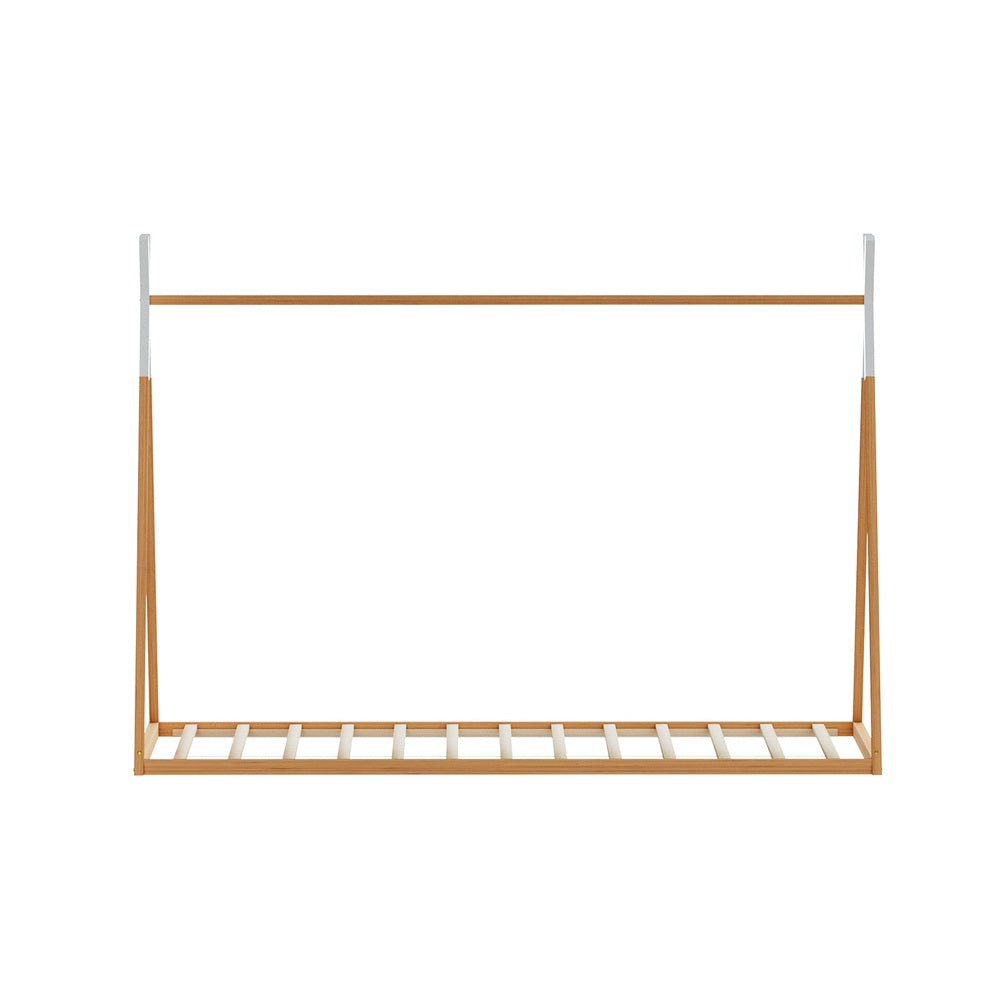 NNEDSZ Artiss Bed Frame Wooden Kids House Single Frame Oak ENID