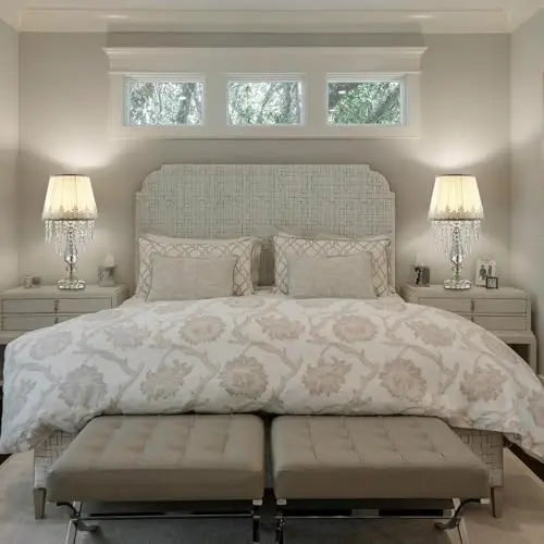 Modern Crystal Table Lamp Set of 2 with Dimmable Light for Bedroom Living Room Elegant Design
