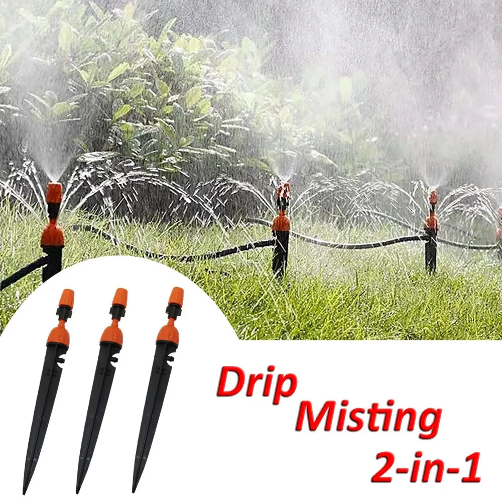 5-20Pcs 2-IN-1 Drip Misting Sprinkler Adjustable Atomized 1/4" Barb Nozzle Garden Greenhouse Flowerbed Bonsai Lawn Water Irrigat