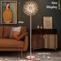 69'' Crystal Floor Lamp with 738 K9 Crystals, Modern Standing Light for Living Room, Rose Gold Finish, 9 LED Bulbs