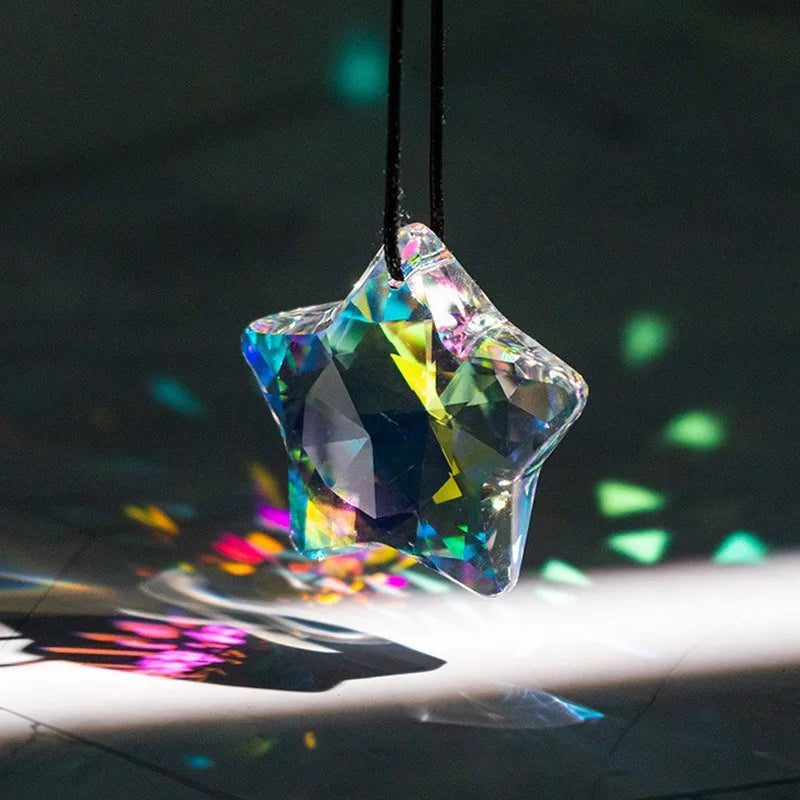 Sun Catcher Crystal Glass Pendant Christmas Decoration Diamond Shape Hair Accessory for Women Holiday Party Gift