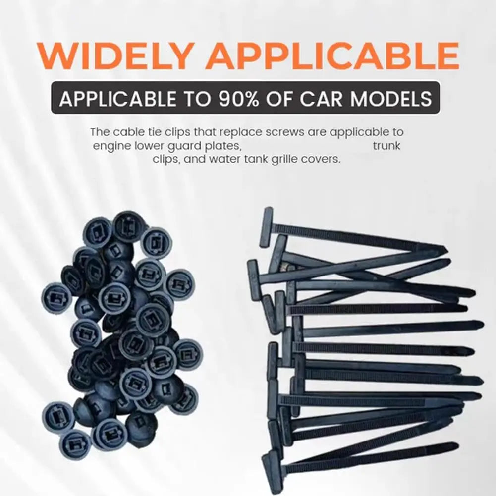 Nylon Universal Cable Tie Buckle-Heavy Duty Zip Ties Holder with Pin & Button Design Plastic Cable Ties Tool Fasteners Car Body