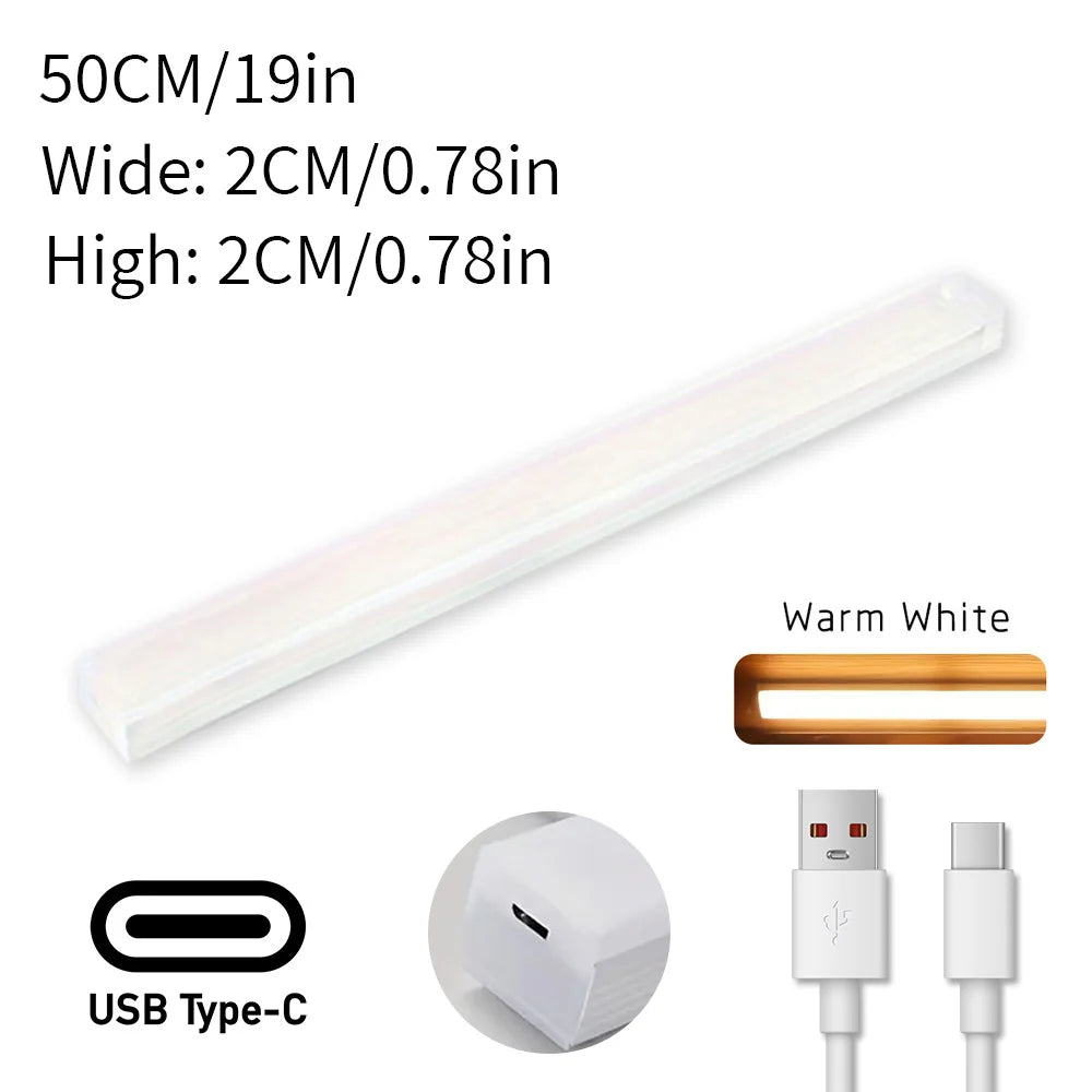 LED Motion Sensor Light Type C Rechargeable Light Wireless LED Night Light Cabinet Wardrobe Lamp Staircase Backlight For Kitchen