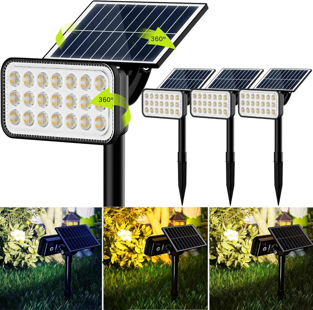 84-LED Solar Spotlights with 5 Modes, 360° Adjustable, IP65 Waterproof for Yard and Garden, 4 Pack