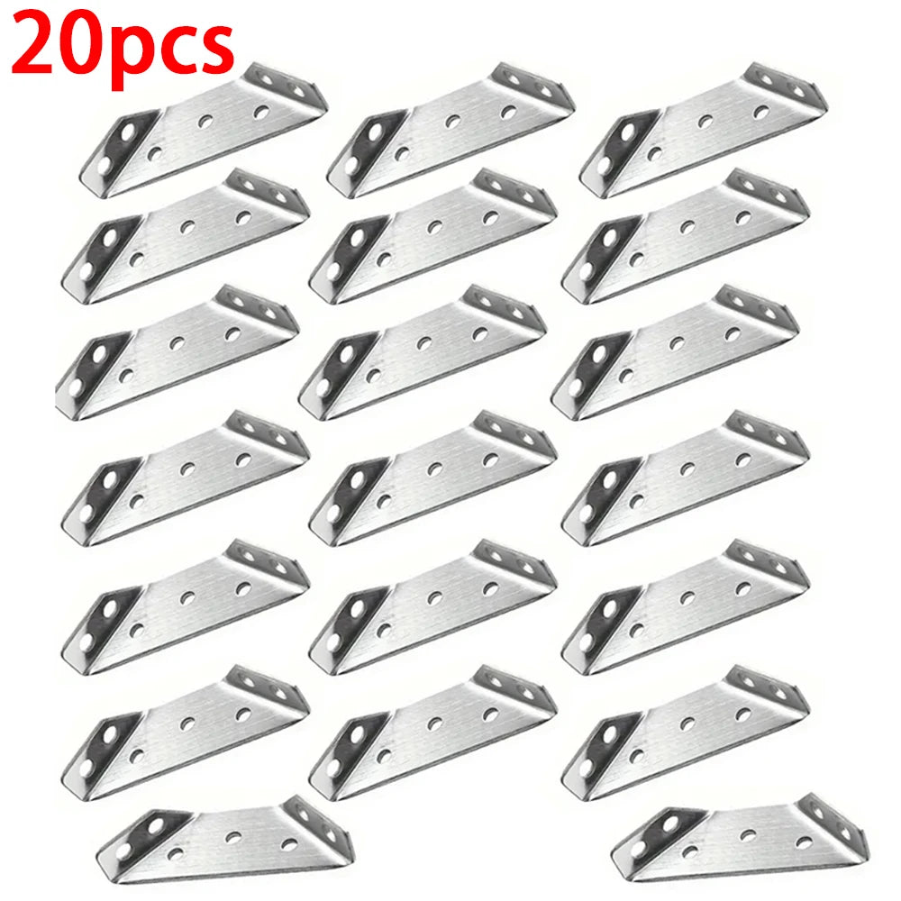 10/20/40/50pcs Thickened 90 Degrees Right Angle Stainless Steel Fixed Bracket Furniture Connectors - Home Improvement