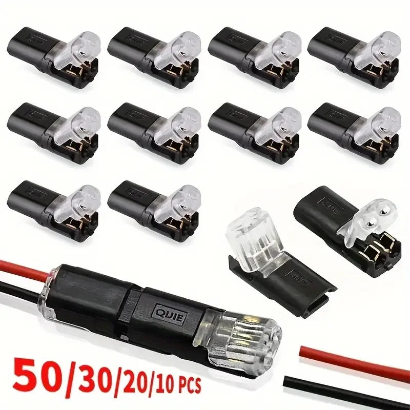 10/20/30/40/50Pcs Pluggable LED Wire Connectors, 2 Pin 2 Way Universal Compact Wire Terminals, No Wire-Stripping Required