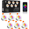 2 Inch Smart LED Recessed Lighting, 5W Dimmable RGB & CCT 2700-6500K, 110V Compatible with Alexa and Home, with LED Driver