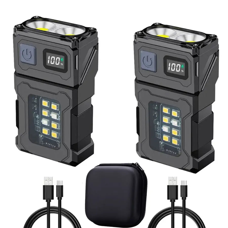 Mini Portable LED COB Flashlight Head Rotation Magnetic Torch Built-in Battery USB Rechargable Outdoor Camping Emergency Lantern