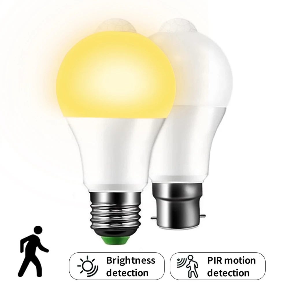 Microwave Radar Detection LED Light Bulb 220V E27 12W Radar Motion Induction Lamp Built-in Radar/Light Sensors For Home Stairs