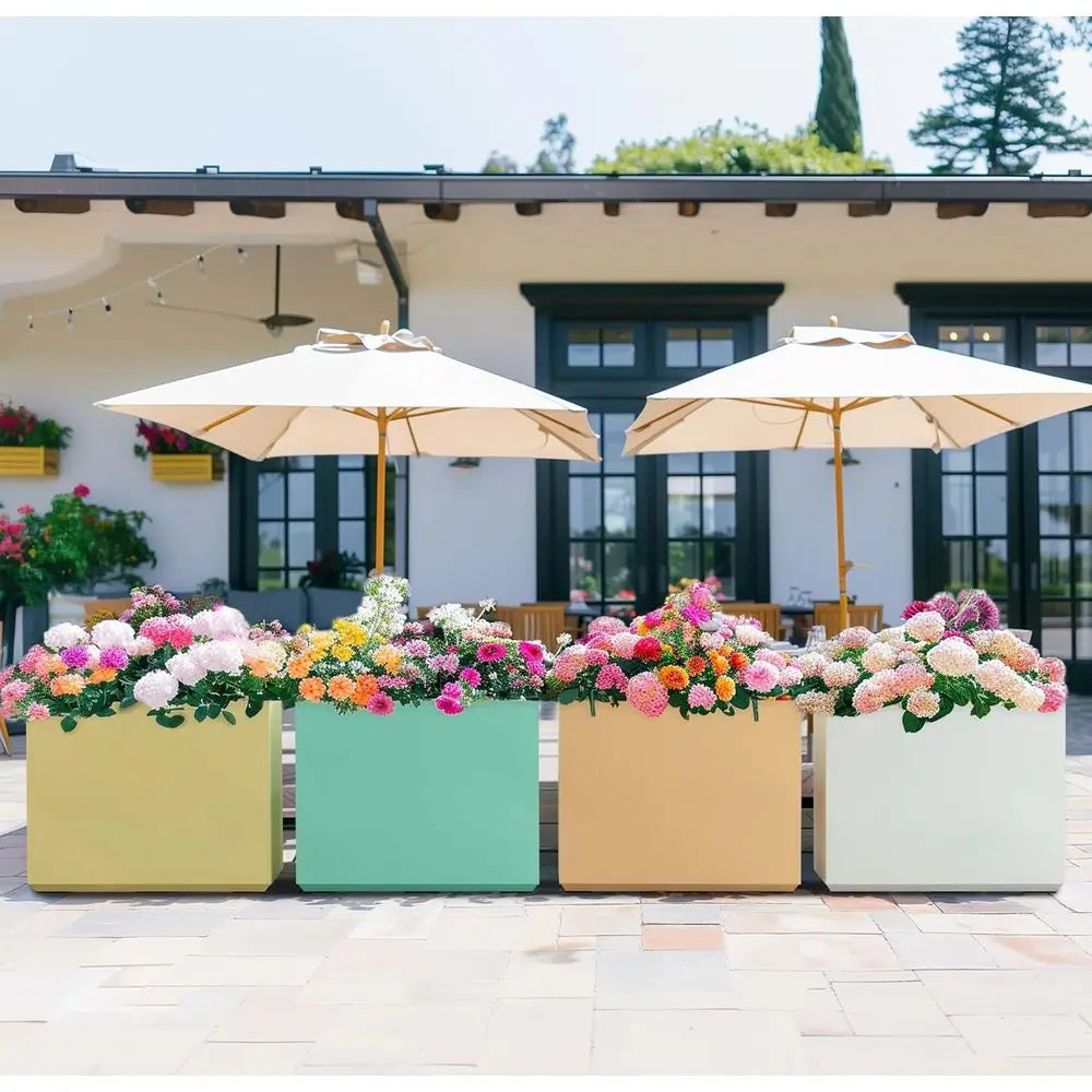 Durable Wallowa Outdoor Planter, Coral Peach, 30L x 10W x 24H, 30.8 lbs, Tall Divider