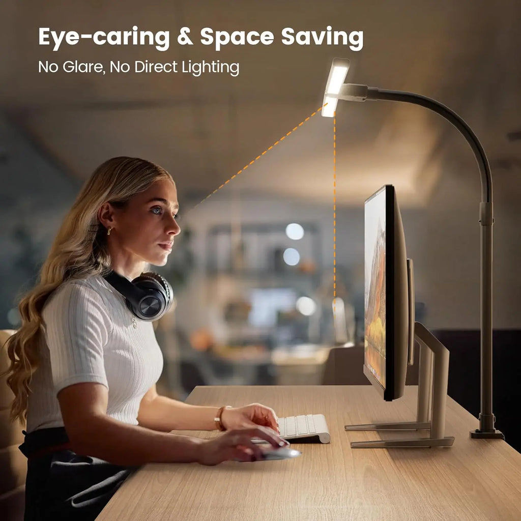 24W LED Desk Lamp with Remote Control, Dimmable Double Head Gooseneck Light for Home Office