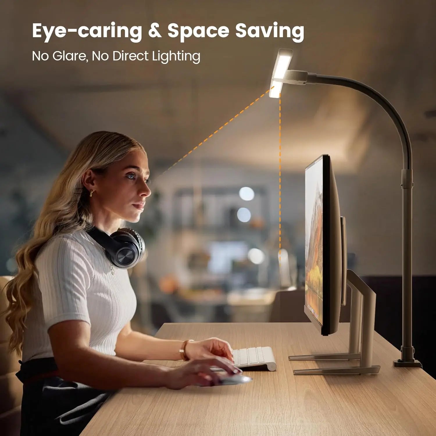 24W LED Desk Lamp with Remote Control, Dimmable Double Head Gooseneck Light for Home Office