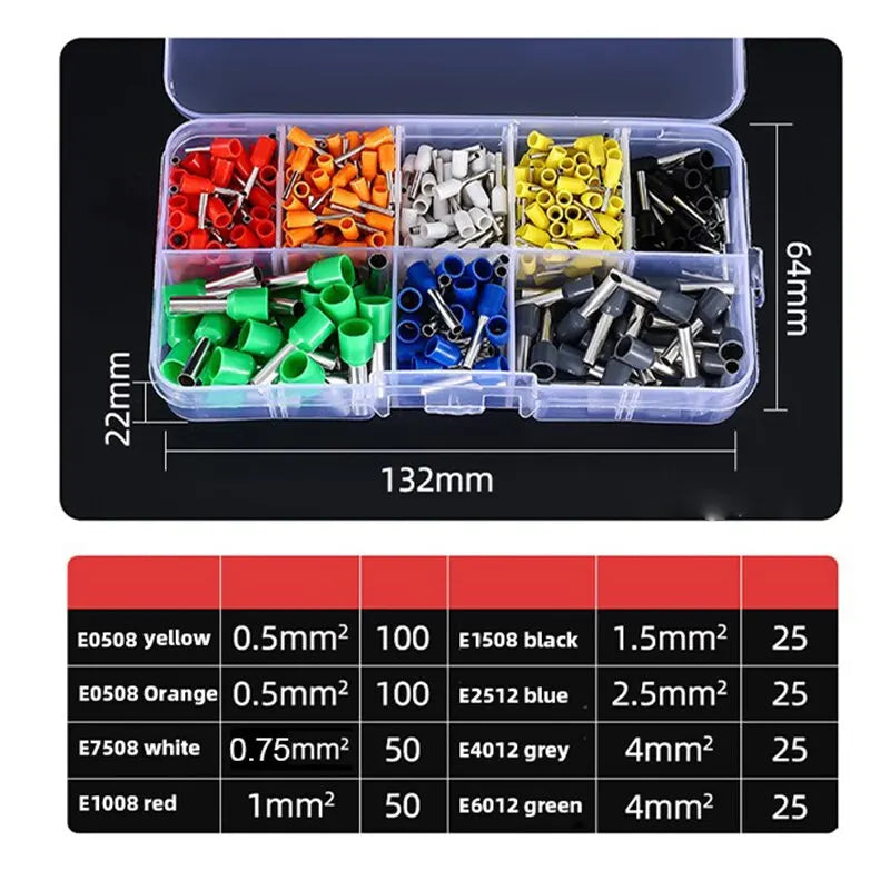 300-2000 pcs Durable Wire Connect Insulated Connector Crimp Terminator Cold Pressed Insulated Termina