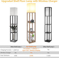 Modern Shelf Floor Lamp with Wireless Charging, USB Ports, and Outlets for Bedroom Storage