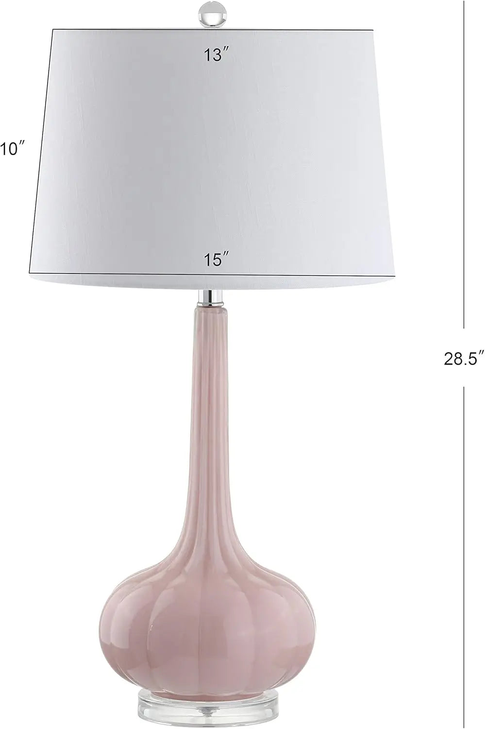 Set of 2 Pink Teardrop Glass LED Table Lamps, 28.5" Contemporary Bedside Desk Lamp for Bedroom Living Room Office