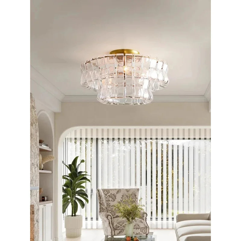 Gray Glass Ceiling Chandeliers 2026 Classic Round Hanging Lamps for Ceiling Home Decoration Lighting Gold Lustres Lamparas