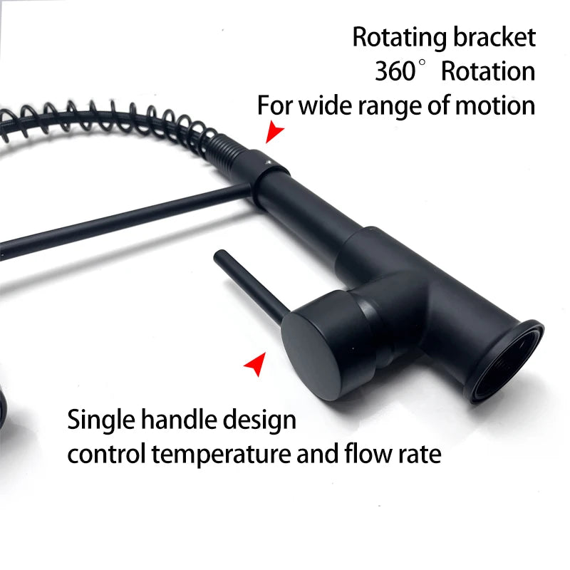 Kitchen Pull Down Spring Sink Faucet 360 Rotation Hot Cold Mixer Tap