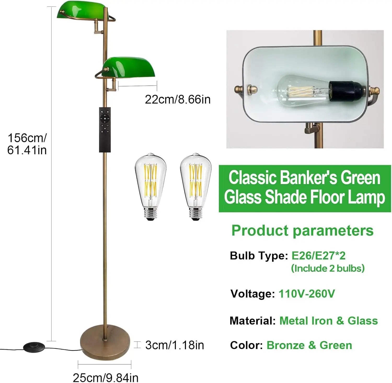Dimmable LED Floor Lamp with Remote & Foot Switch, Adjustable Color Temperature for Living Room Bedroom Office
