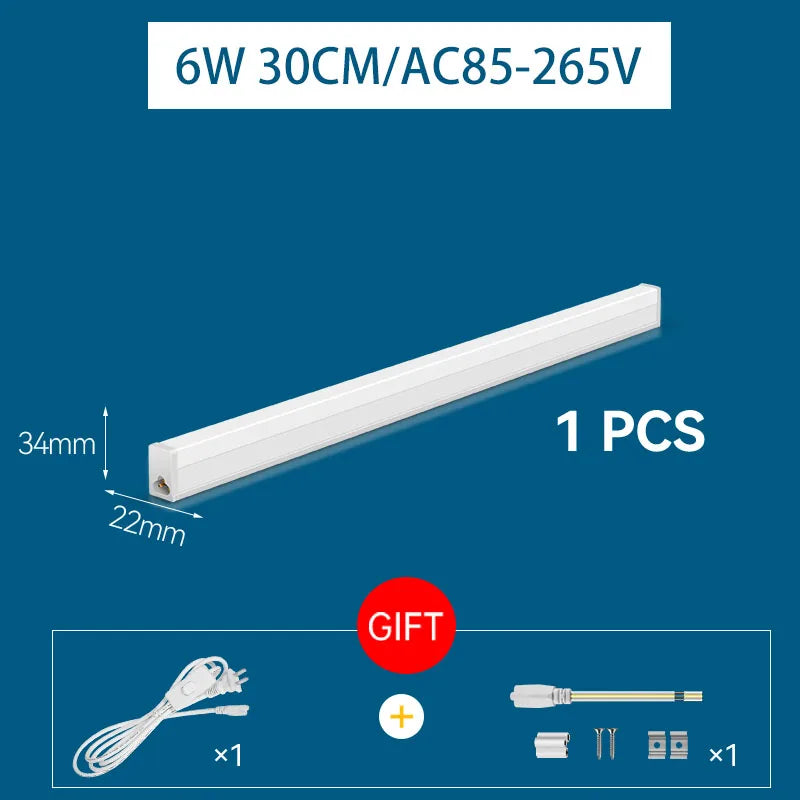 LED Light Cabinet With 1.8M Switch 0.3M/0.5M Kitchen Tube Lamp 10W/20W Super Bright For Home Bedroom Light Under kitchen Cabinet
