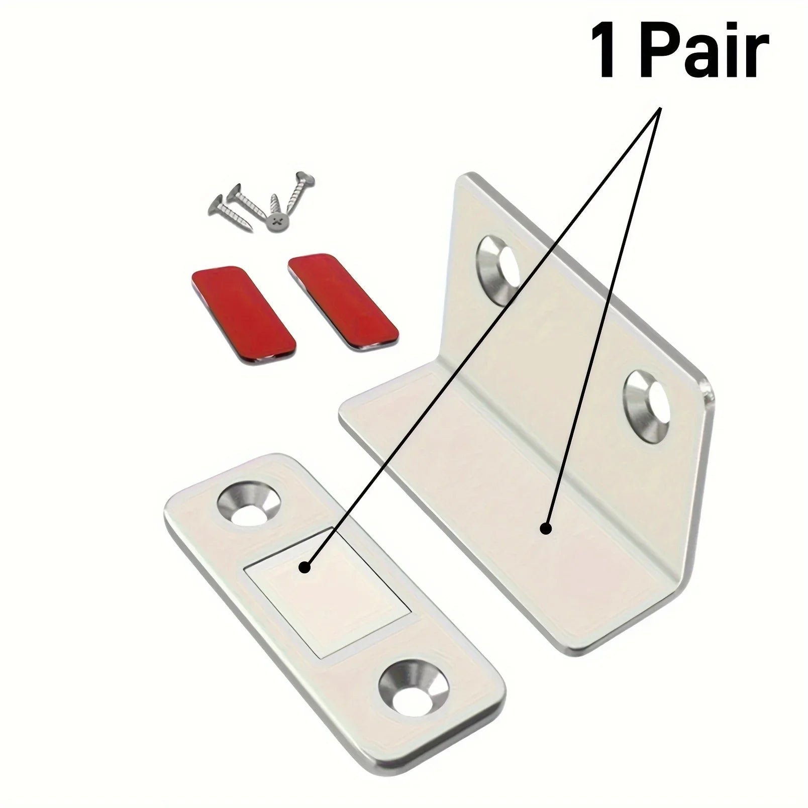 1pair Magnetic Door Catch Latch-Invisible Strong Adhesion, Drill-Free Mount, Seamless Release- Ideal for Cabinets, Sliding Doors