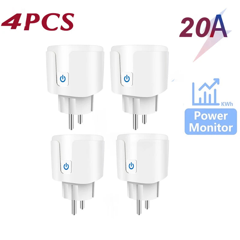 Smart Plug WiFi Socket EU 16A/20A With Power Monitor Timing Function Tuya Smart Life APP Control Works With Alexa Google Home