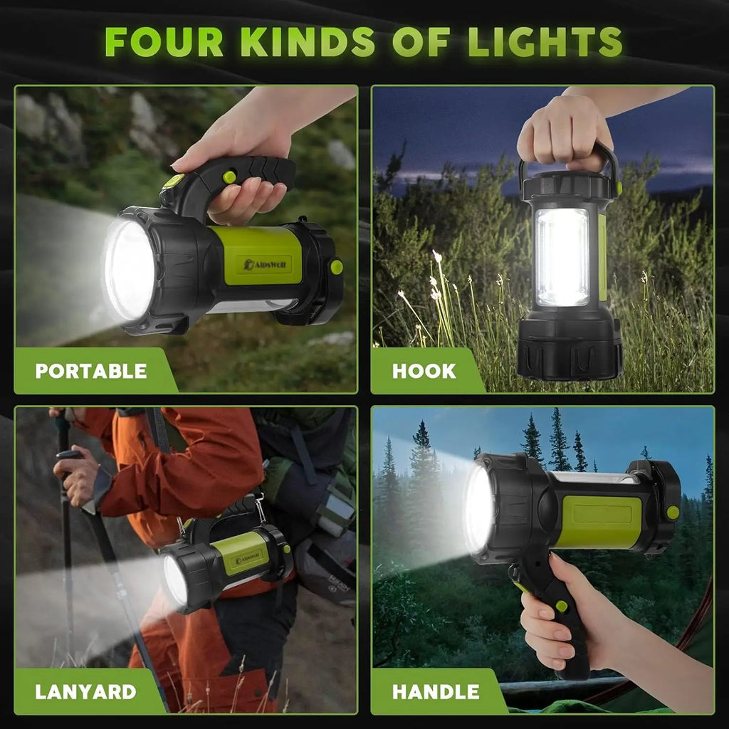 Rechargeable Camping Lantern 2-Pack, 800LM LED Flashlight with 3600mAh Battery, Portable Emergency Light for Outdoor Hiking