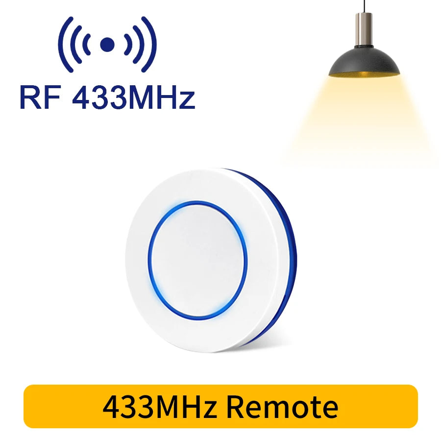 RF 433MHz Wireless Light Switch Mini Round Button Wall Panel Switch Remote Control 220V 110V 10A Relay Controller For LED Lamp