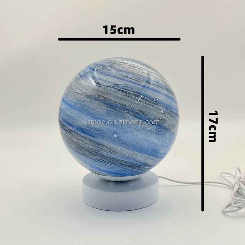 Planet Table Lamp Glass Moon Starry Sky Planet Table Lamp Bedroom Bedside Desktop Ornament Graduation Gift Room Bar Restaurant