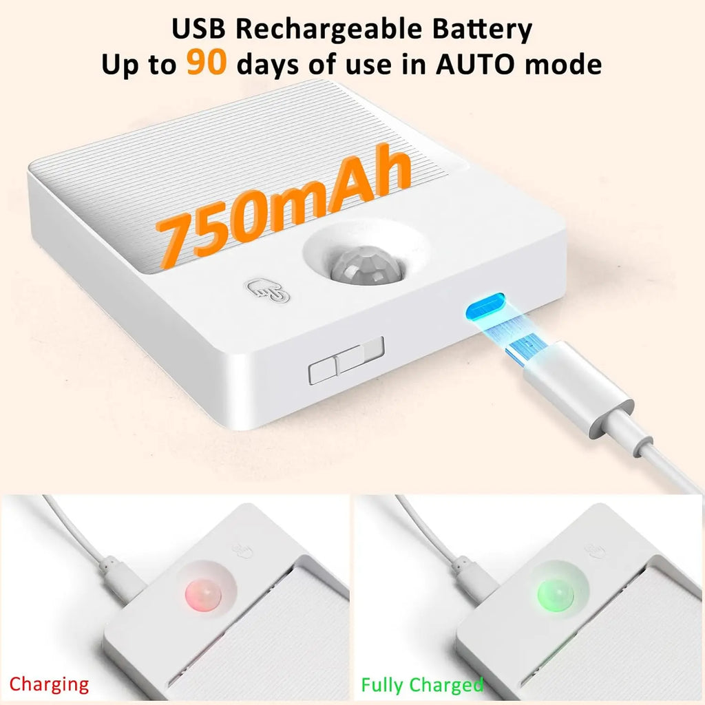Rechargeable Motion Sensor Stair Light, RGBW Battery Operated for Indoor Use in Step, Cabinet, Hallway