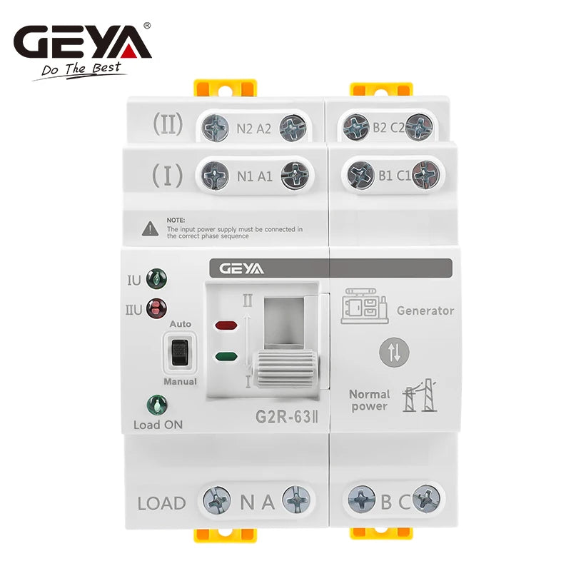 GEYA G2R Automatic Transfer Switch Din Rail ATS Dual Power Electrical Selector Switches Uninterrupted Power 25A 40A 63A 110V 220