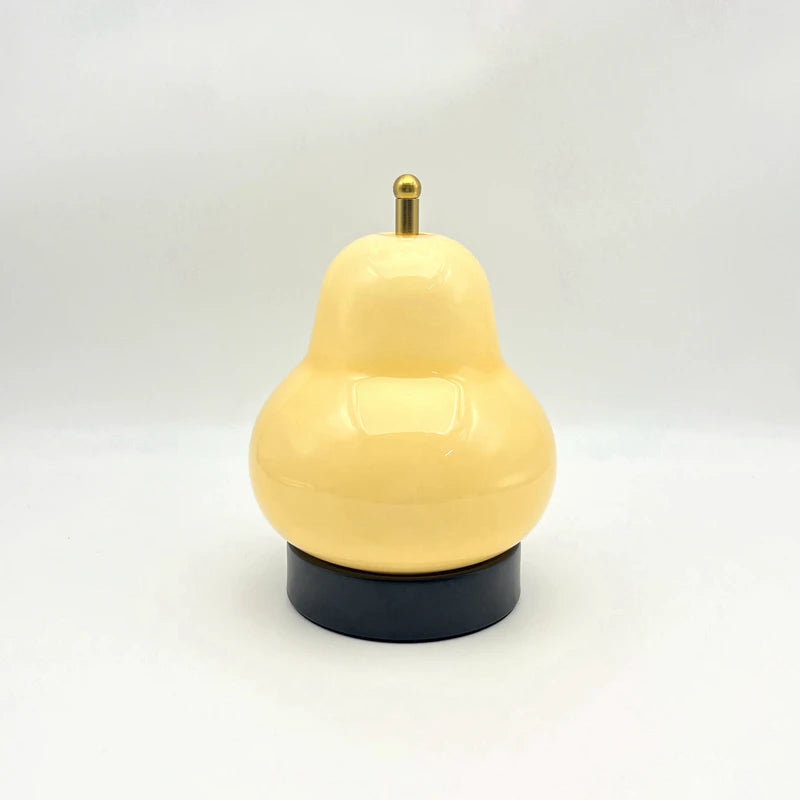 Murano Glass Cream Style Mid-Century Gourd Pear Table Lamp Bedroom Bedside Study Portable Ambient Decor Lamp