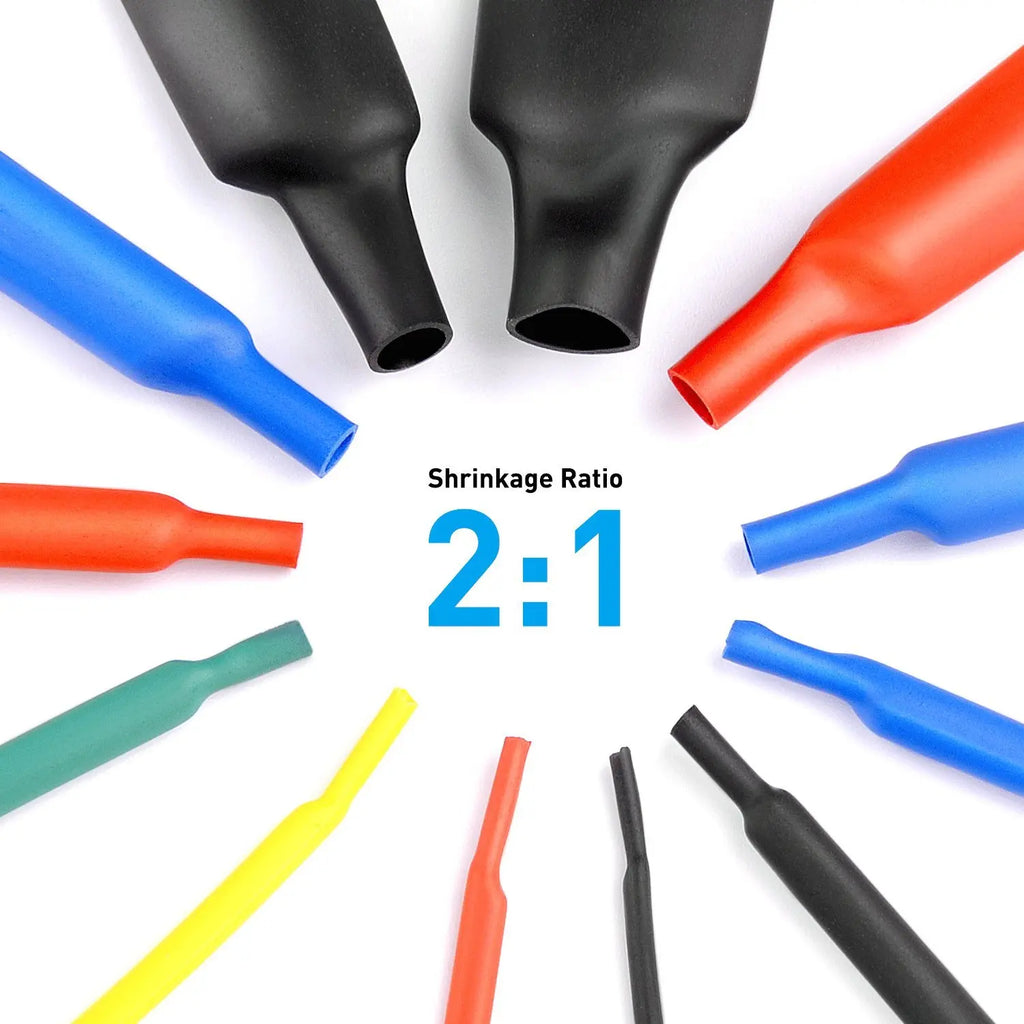 164/560pcs Polyolefin Heat Shrink Tubing Set 2:1 Shrink Ratio for Wires Cables Multicolor Sleeves