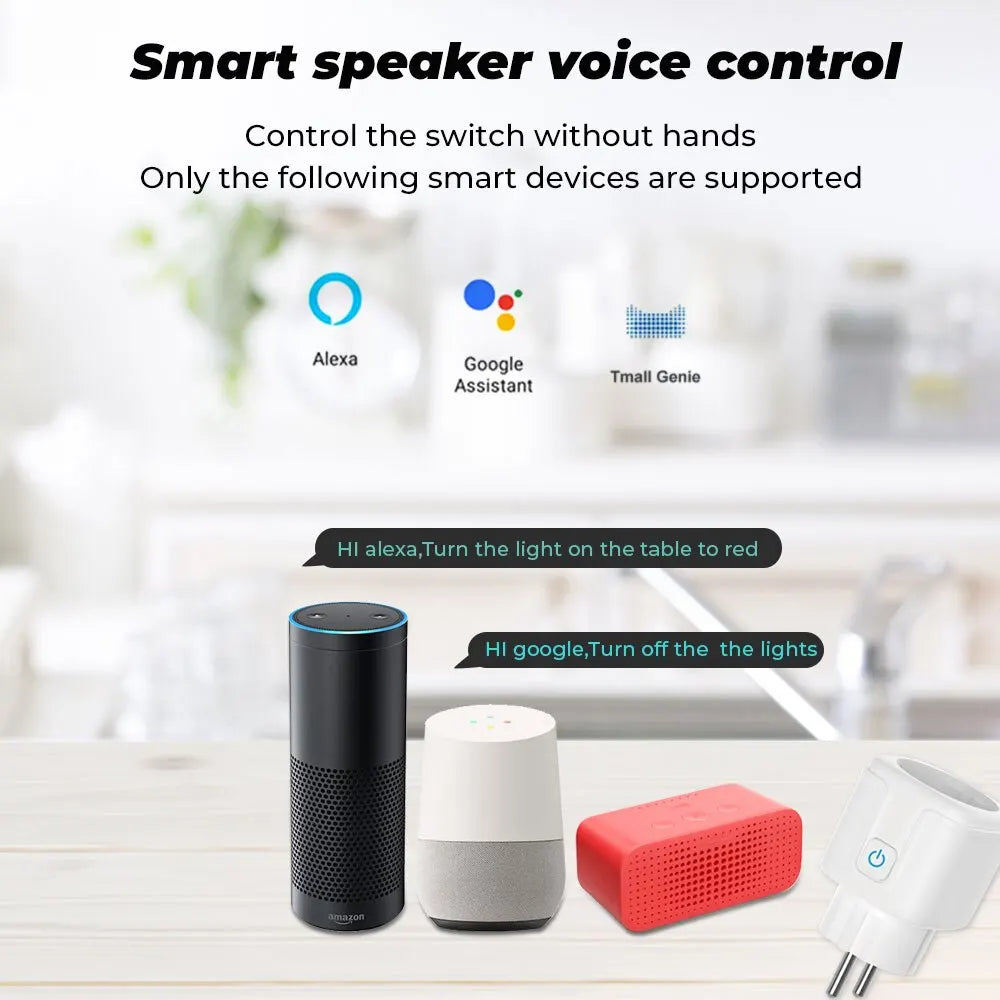 Smart Plug WiFi Socket EU 16A/20A With Power Monitor Timing Function Tuya Smart Life APP Control Works With Alexa Google Home