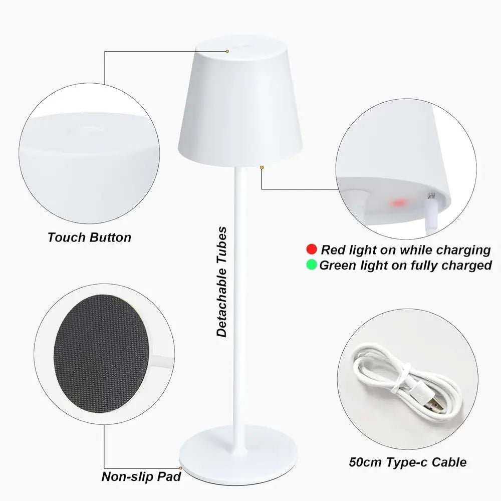 Kakanuo CordlTable Lamp Rechargeable White - KK 2 Pack 5000mAH Battery Operated Lamp or Table, 3 Color SteplDimming WirelLamp or