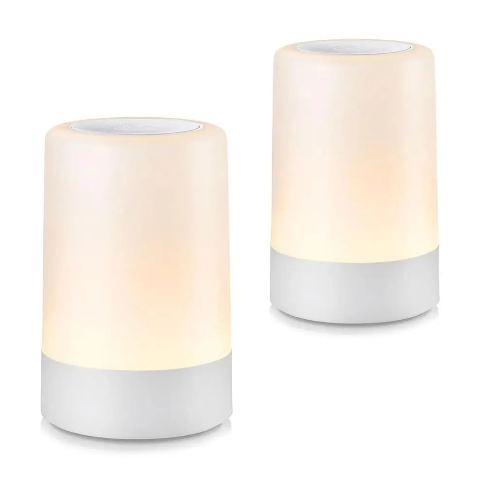 Portable LED Touch Night Light for Kids and Adults, Rechargeable Nursing Lamp, Sleep Aid, Dimmable Warm Light - 2 Pack